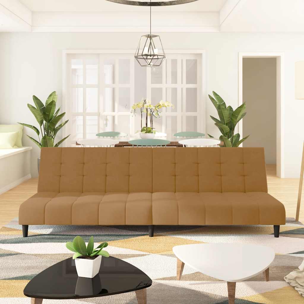 Καναπές Κρεβάτι Διθέσιος Καφέ Βελούδινος