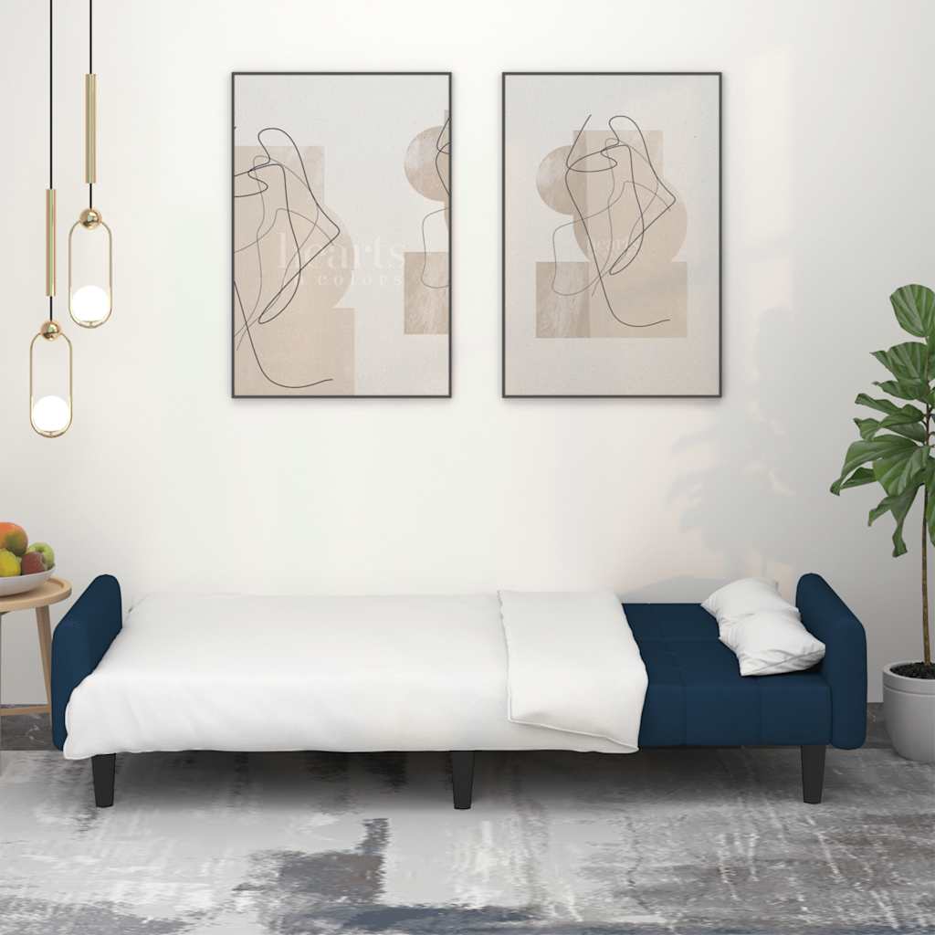 Καναπές Κρεβάτι Διθέσιος Μπλε Βελούδινος - Pakobazaar