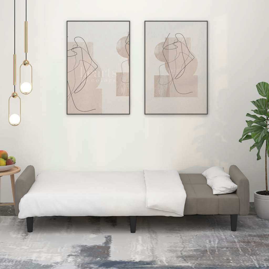 Καναπές Κρεβάτι Διθέσιος Ανοιχτό Γκρι Βελούδινος - Pakobazaar