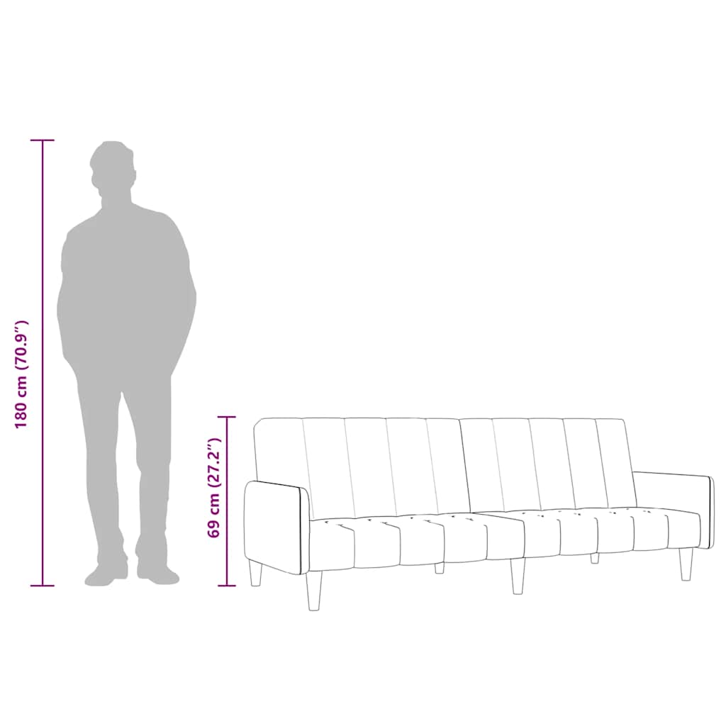 Καναπές Κρεβάτι Διθέσιος Ανοιχτό Γκρι Βελούδινος - Pakobazaar