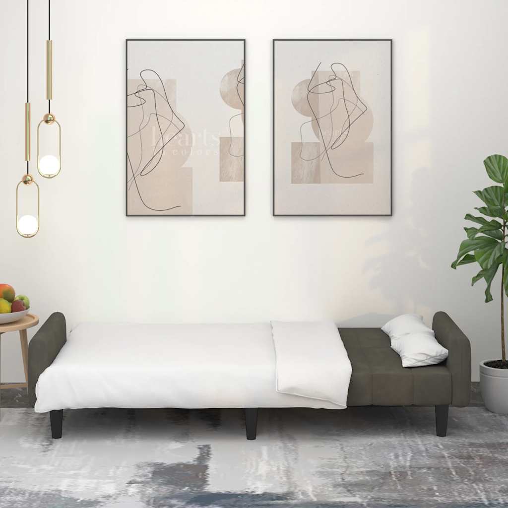 Καναπές Κρεβάτι Διθέσιος Σκούρο Γκρι Βελούδινος