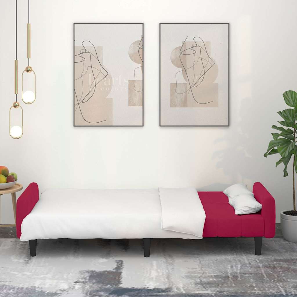 Καναπές Κρεβάτι Διθέσιος Μπορντό Βελούδινος - Pakobazaar