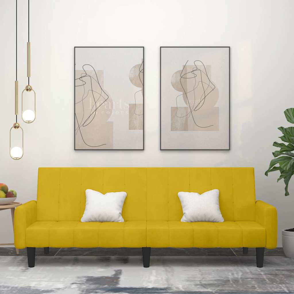 Καναπές Κρεβάτι Διθέσιος Κίτρινος Βελούδινος - Pakobazaar