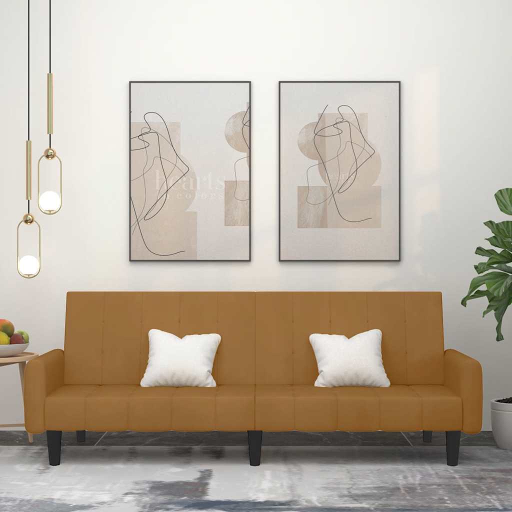 Καναπές Κρεβάτι Διθέσιος Καφέ Βελούδινος - Pakobazaar