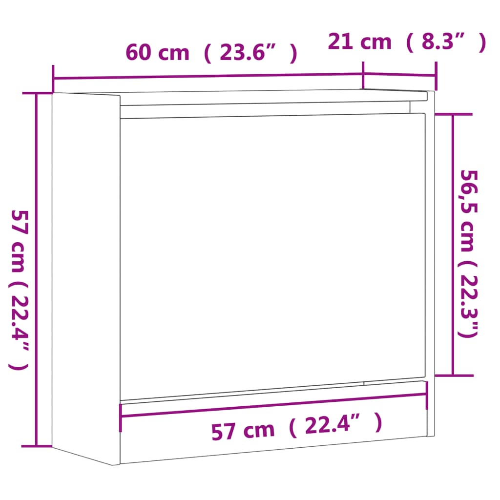 Παπουτσοθήκη Καπνιστή Δρυς 60x21x57 εκ. από Επεξεργασμένο Ξύλο - Pakobazaar