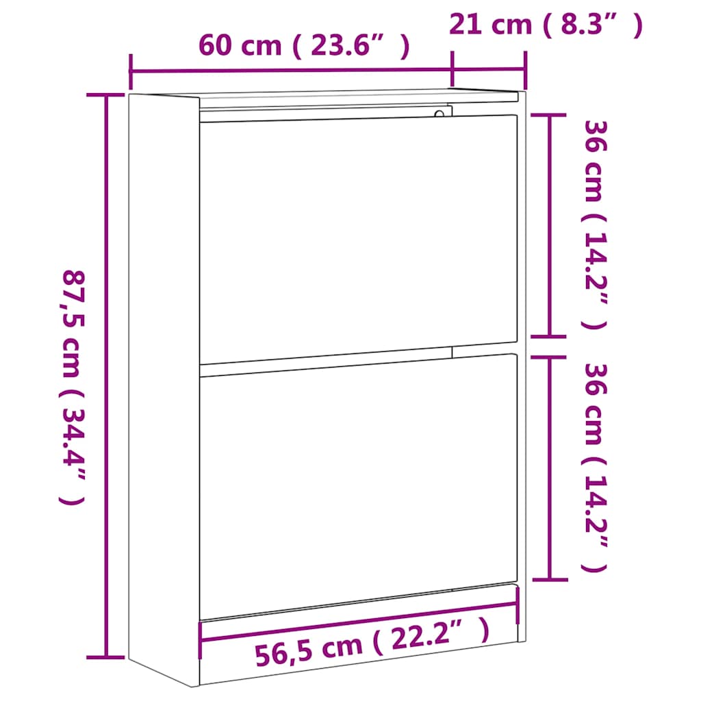 Παπουτσοθήκη Καπνιστή Δρυς 60x21x87,5 εκ. από Επεξεργ. Ξύλο