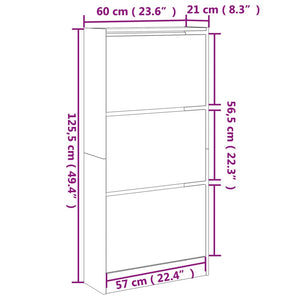 Παπουτσοθήκη Μαύρη 60x21x125,5 εκ. από Επεξεργασμένο Ξύλο