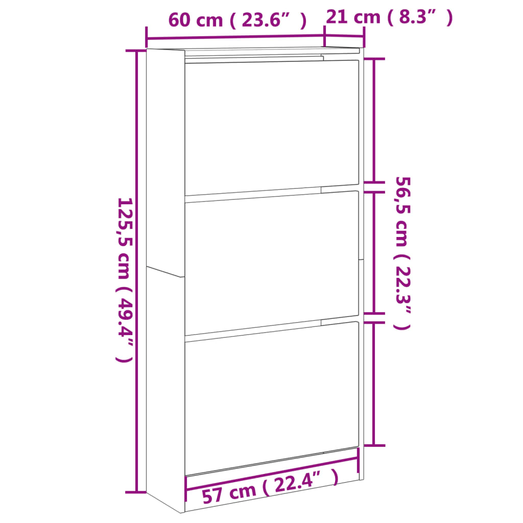 Παπουτσοθήκη Γκρι Σκυροδέματος60x21x125,5εκ. Επεξεργασμένο Ξύλο