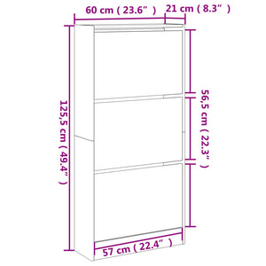 Παπουτσοθήκη Γκρι Σκυροδέματος60x21x125,5εκ. Επεξεργασμένο Ξύλο