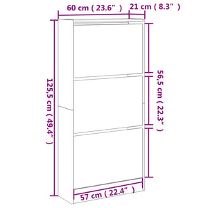 Παπουτσοθήκη Καφέ δρυς 60x21x125,5 εκ. από Επεξεργασμένο Ξύλο