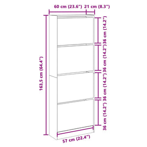Παπουτσοθήκη Λευκή 60x21x163,5 εκ. από Επεξεργασμένο Ξύλο