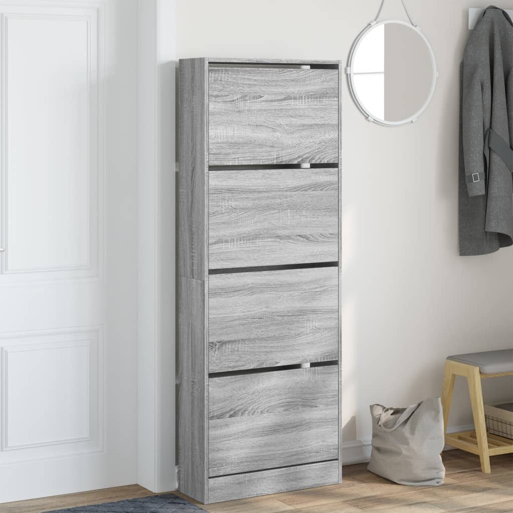Παπουτσοθήκη Γκρι Sonoma 60x21x163,5 εκ. από Επεξεργ. Ξύλο