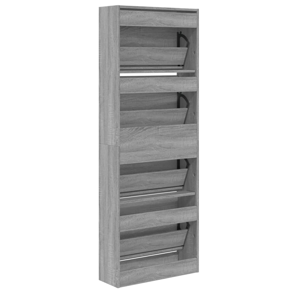 Παπουτσοθήκη Γκρι Sonoma 60x21x163,5 εκ. από Επεξεργ. Ξύλο