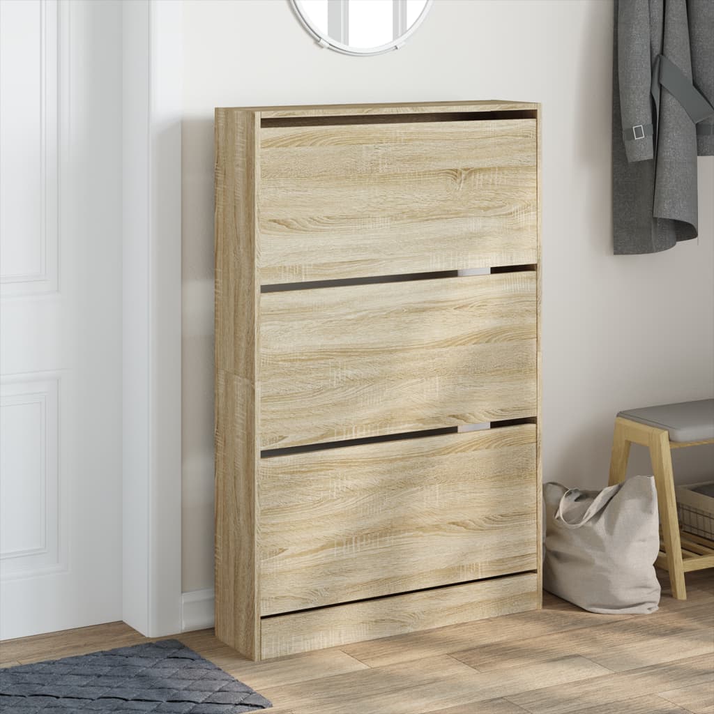 Παπουτσοθήκη Sonoma Δρυς 80x21x125,5 εκ. από Επεξεργασμένο Ξύλο - Pakobazaar