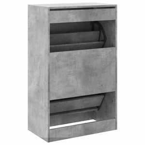Παπουτσοθήκη Γκρι Σκυροδέματος 60x34x96,5εκ. Επεξεργασμένο Ξύλο