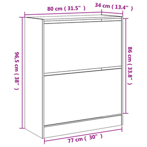 Παπουτσοθήκη Καφέ Δρυς 80x34x96,5 εκ. από Επεξεργασμένο Ξύλο