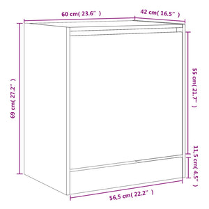 Παπουτσοθήκη Γκρι Σκυροδέματος 60x42x69 εκ. Επεξεργασμένο Ξύλο