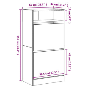 Παπουτσοθήκη Sonoma Δρυς 60x34x116 εκ. από Επεξεργασμένο Ξύλο