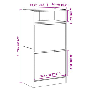 Παπουτσοθήκη Καπνιστή Δρυς 60x34x116 εκ. από Επεξεργ. Ξύλο