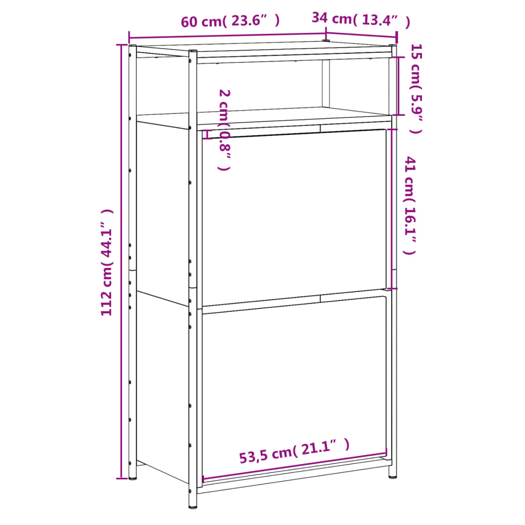 Παπουτσοθήκη Sonoma Δρυς 60x34x112 εκ. από Επεξεργασμένο Ξύλο
