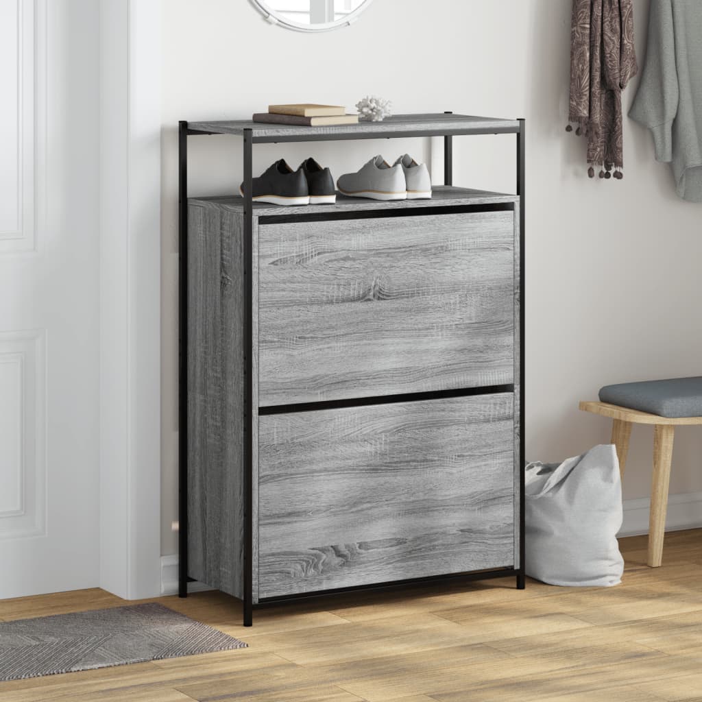 Παπουτσοθήκη Γκρι Sonoma 75x34x112 εκ. από Επεξεργασμένο Ξύλο
