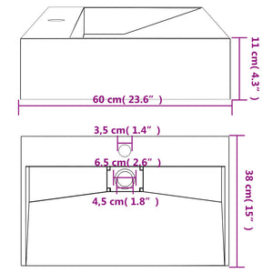 Νιπτήρας Μαύρος Ματ 60x38x11 εκ. Συνθετικός από Τεχνητό Μάρμαρο - PAKOBAZAAR