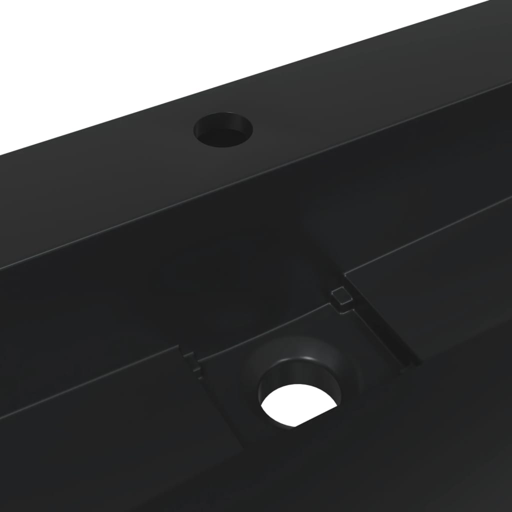Νιπτήρας Μαύρος Ματ 120x46x11εκ. Συνθετικός από Τεχνητό Μάρμαρο - PAKOBAZAAR