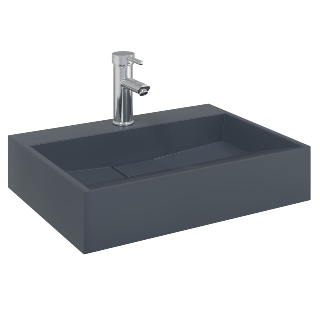 Νιπτήρας Ανθρακί 50x38x11 εκ. Συνθετικός από Τεχνητό Μάρμαρο - PAKOBAZAAR
