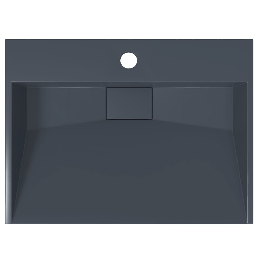 Νιπτήρας Ανθρακί 50x38x11 εκ. Συνθετικός από Τεχνητό Μάρμαρο - PAKOBAZAAR