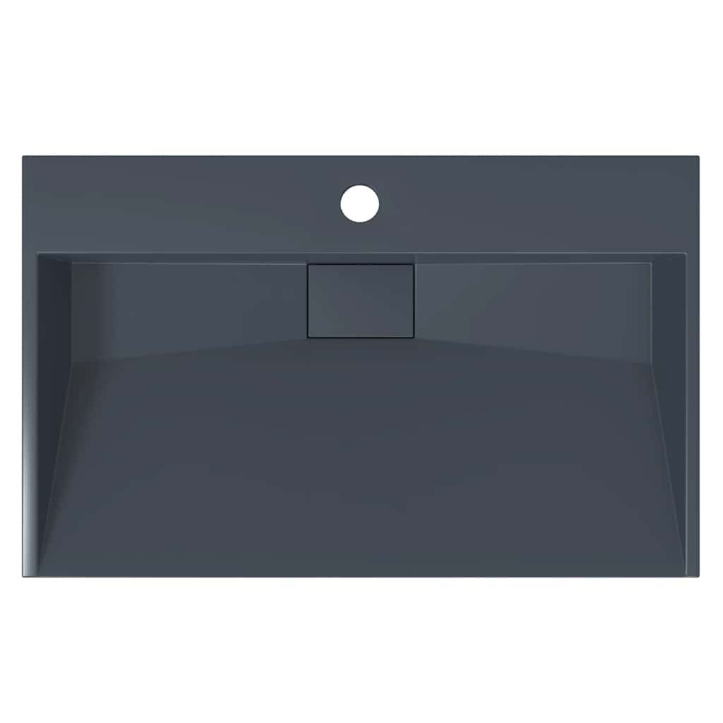 Νιπτήρας Ανθρακί 60x38x11 εκ. Συνθετικός από Τεχνητό Μάρμαρο - PAKOBAZAAR