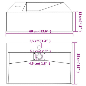Νιπτήρας Ανθρακί 60x38x11 εκ. Συνθετικός από Τεχνητό Μάρμαρο - PAKOBAZAAR