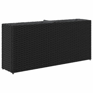 Ζαρντινιέρα Κήπου Μαύρη 90x20x40εκ. Συνθ. Ρατάν με 2 Γλάστρες