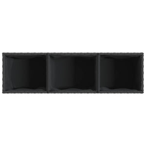 Ζαρντινιέρα Κήπου Μαύρη 105x30x32 εκ. Συνθ. Ρατάν με 3 Γλάστρες - Pakobazaar