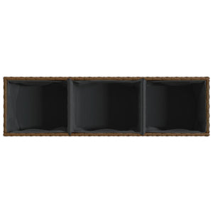 Ζαρντινιέρα Κήπου Καφέ 105x30x32 εκ. Συνθ. Ρατάν με 3 Γλάστρες