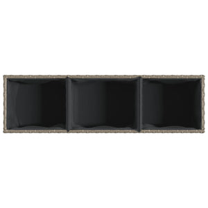 Ζαρντινιέρα Κήπου Γκρι 105x30x32 εκ. Συνθ. Ρατάν με 3 Γλάστρες
