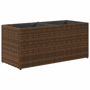 Ζαρντινιέρα Κήπου Καφέ 72x30x32 εκ. Συνθ. Ρατάν με 2 Γλάστρες