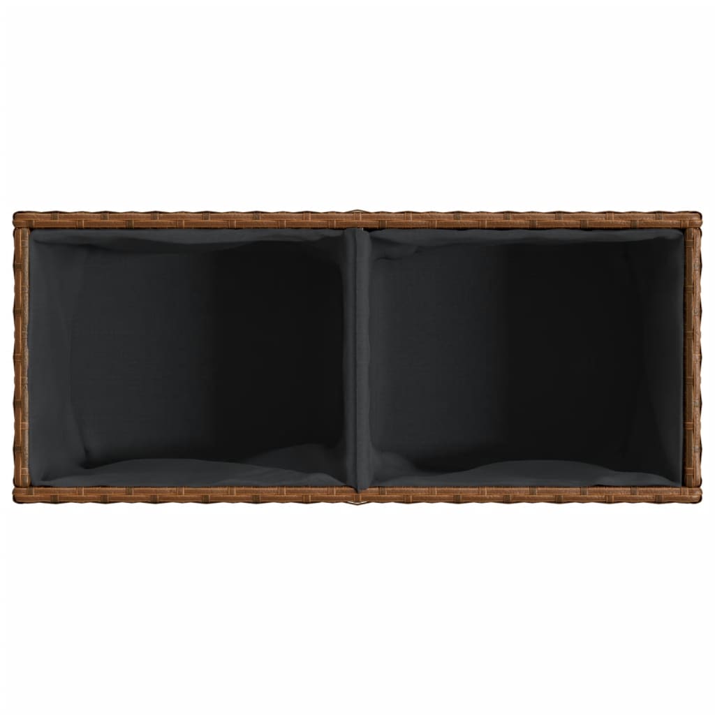 Ζαρντινιέρα Κήπου Καφέ 72x30x32 εκ. Συνθ. Ρατάν με 2 Γλάστρες