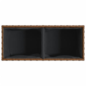 Ζαρντινιέρα Κήπου Καφέ 72x30x32 εκ. Συνθ. Ρατάν με 2 Γλάστρες