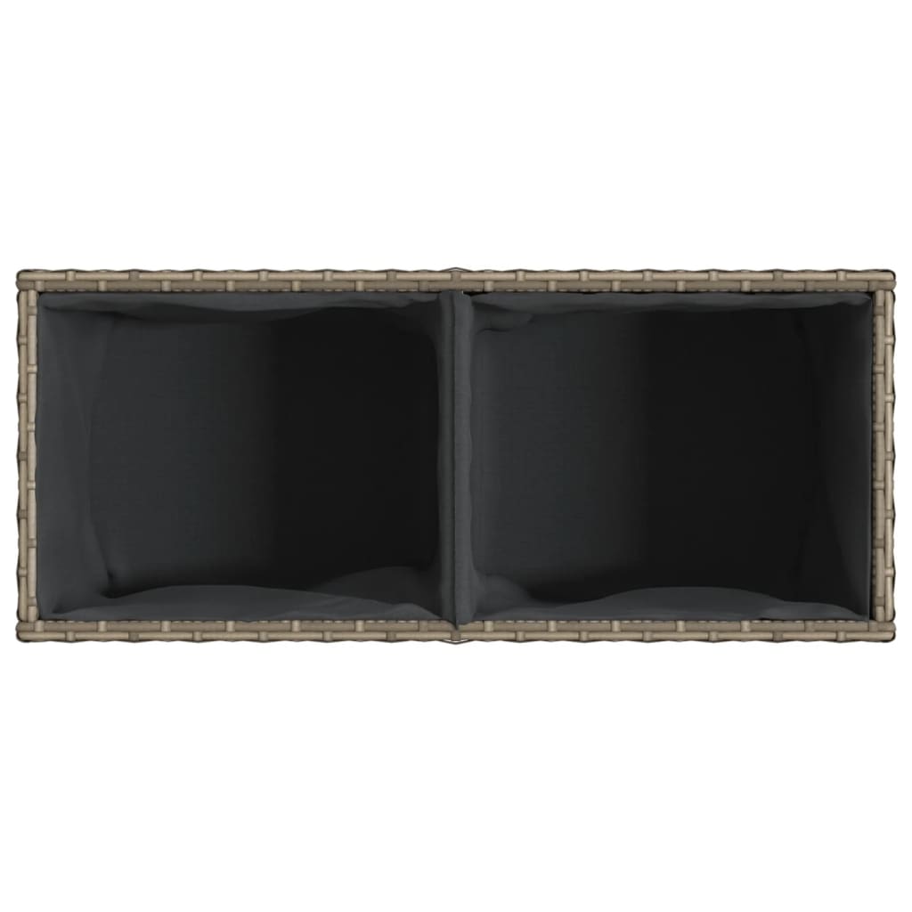 Ζαρντινιέρα Κήπου Γκρι 72x30x32 εκ. Συνθ. Ρατάν με 2 Γλάστρες