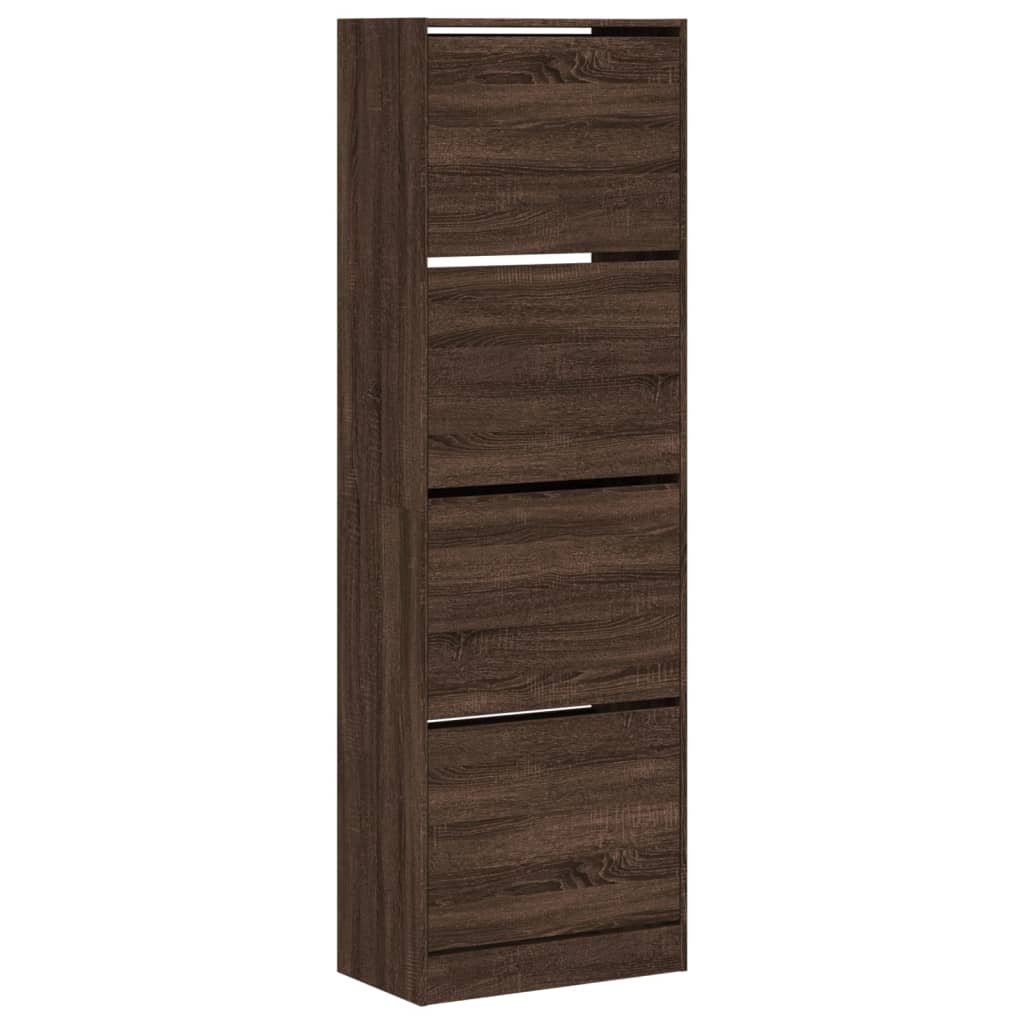 Παπουτσοθήκη με 4 Ανακλ. Συρτάρια Καφέ Δρυς 60x34x187,5 εκ. - Pakobazaar