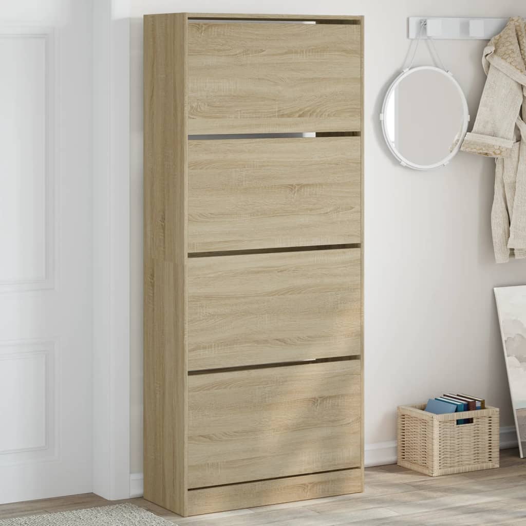 Παπουτσοθήκη με 4 Ανακλ. Συρτάρια Sonoma Δρυς 80x34x187,5 εκ.