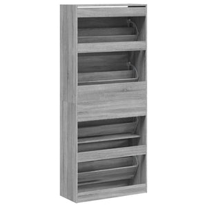 Παπουτσοθήκη με 4 Ανακλ. Συρτάρια Γκρι Sonoma 80x34x187,5 εκ. - Pakobazaar