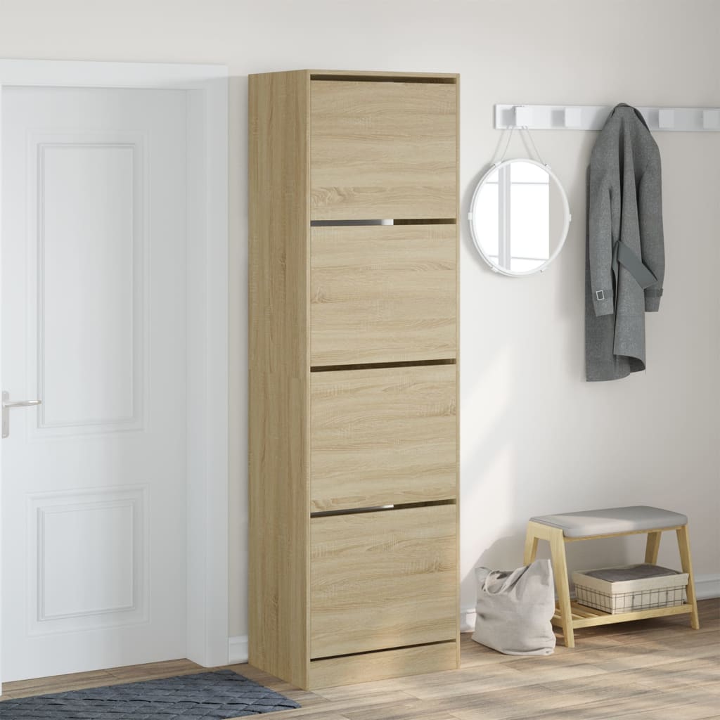 Παπουτσοθήκη με 4 Ανακλ. Συρτάρια Sonoma Δρυς 60x42x204 εκ.