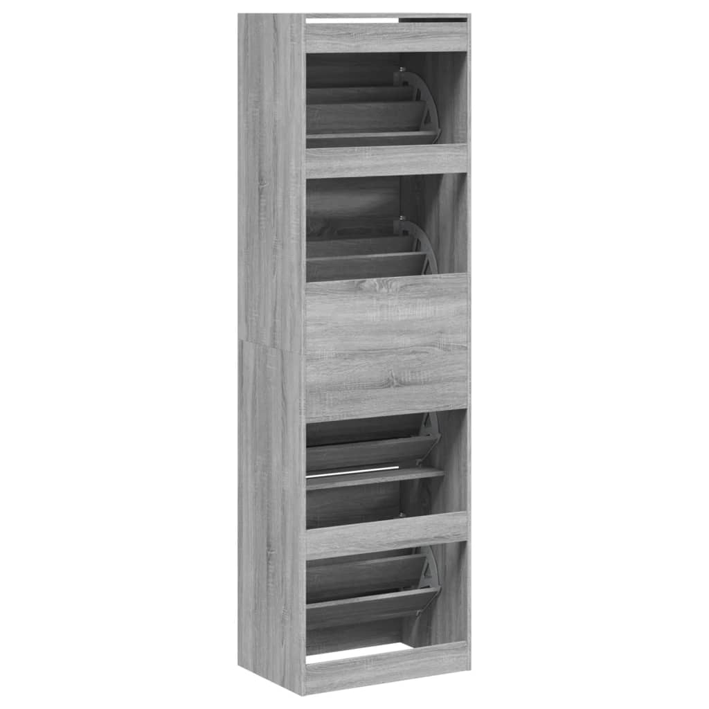 Παπουτσοθήκη με 4 Ανακλ. Συρτάρια Γκρι Sonoma 60x42x204 εκ.
