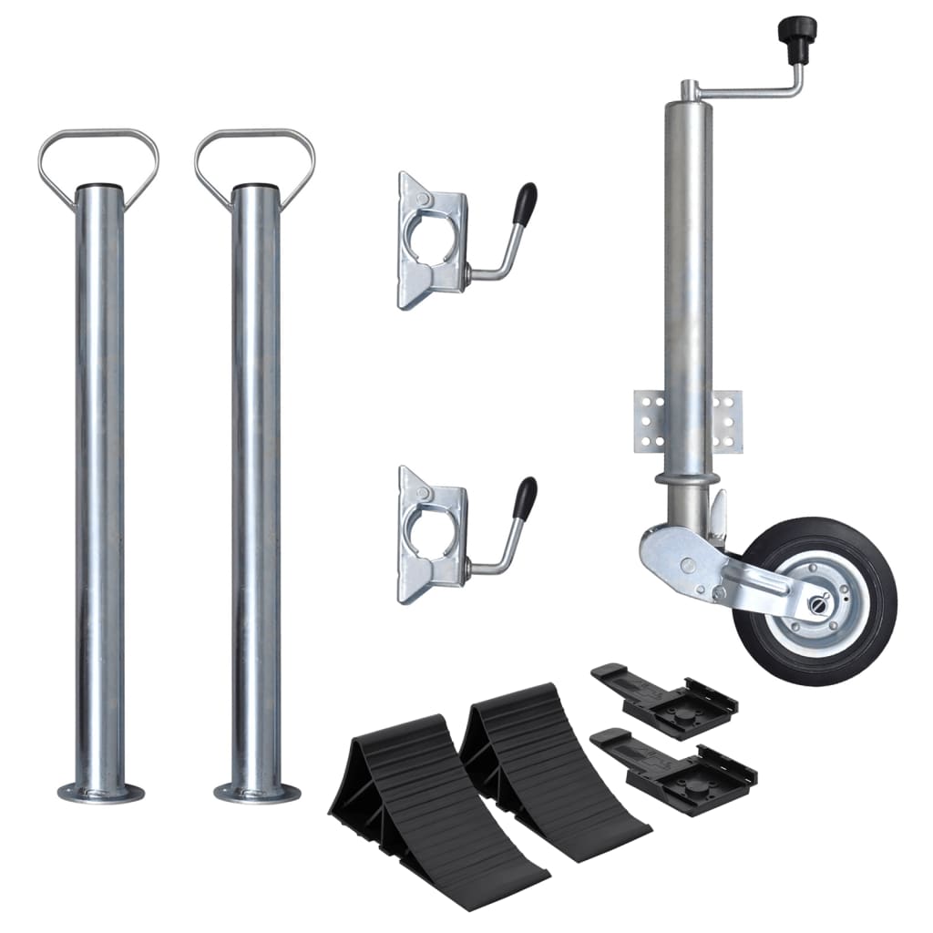 Τροχός Στήριξης Τρέιλερ 60χιλ. 2 Σωλήνες Στήριξης& 2 Σφιγκτήρες - Pakobazaar