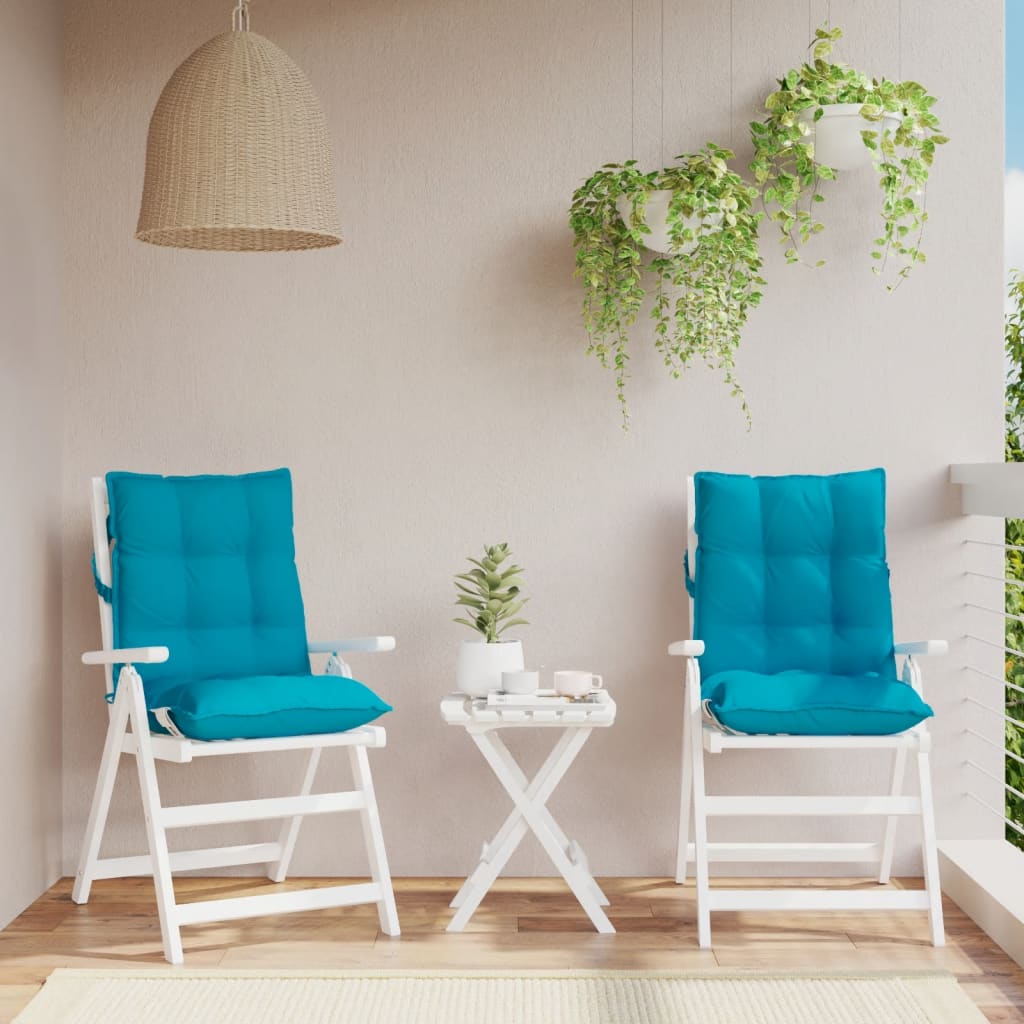 Μαξιλάρια Καρέκλας Χαμηλή Πλάτη 2 τεμ. Γαλάζια Ύφασμα Oxford