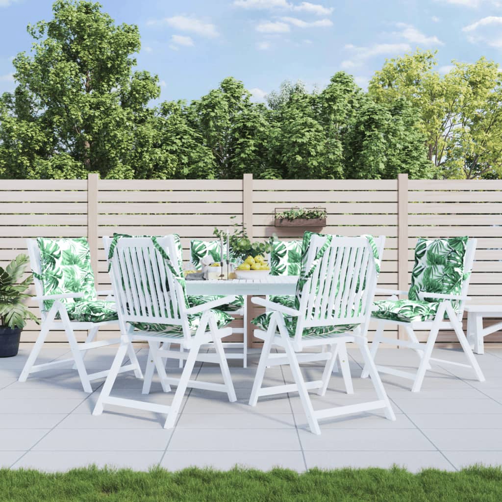 Μαξιλάρια Καρέκλας Χαμηλή Πλάτη 6 τεμ. Σχέδιο με Φύλλα Ύφασμα