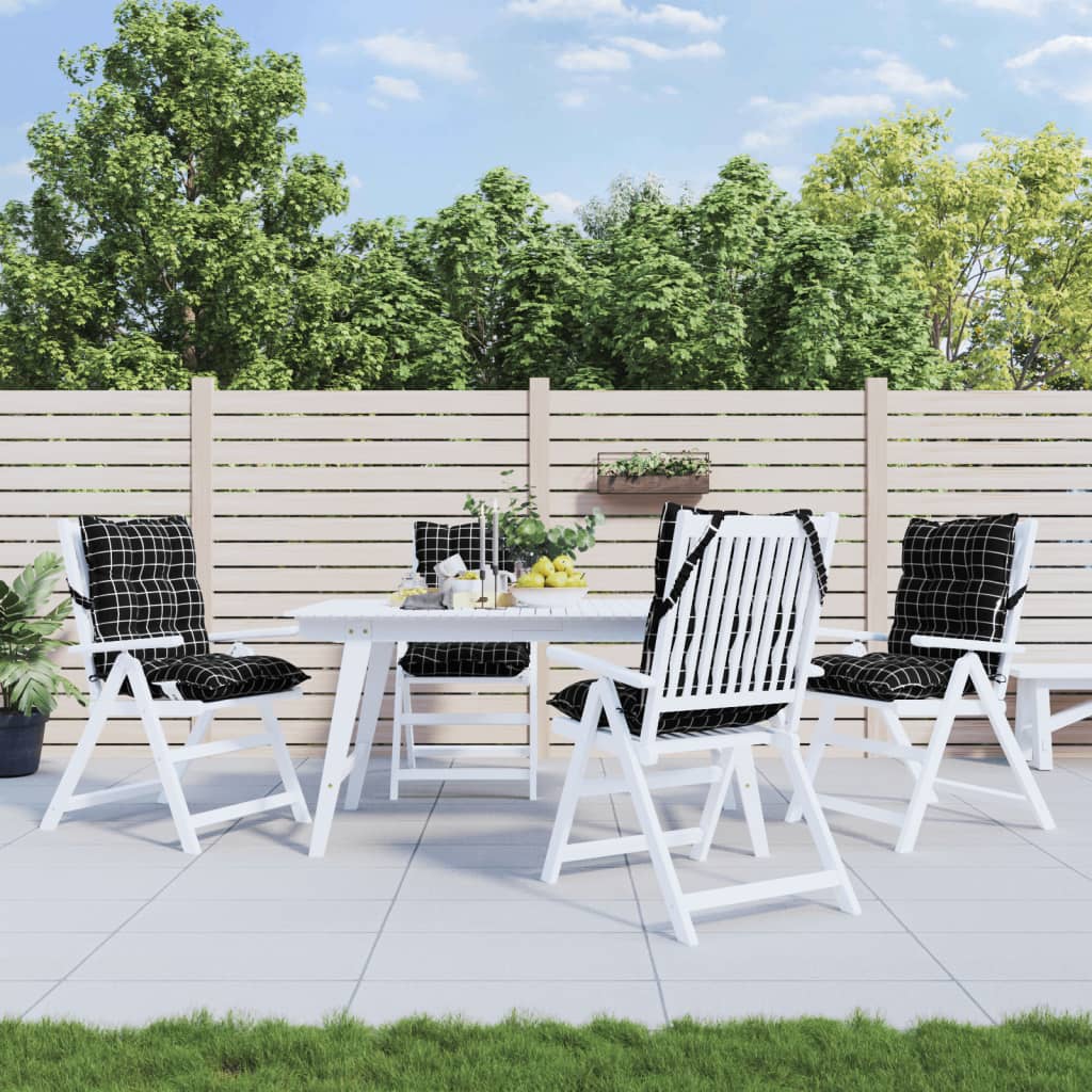 Μαξιλάρια Καρέκλας Χαμηλή Πλάτη 4 τεμ. Μαύρο Καρό Ύφασμα Oxford - Pakobazaar