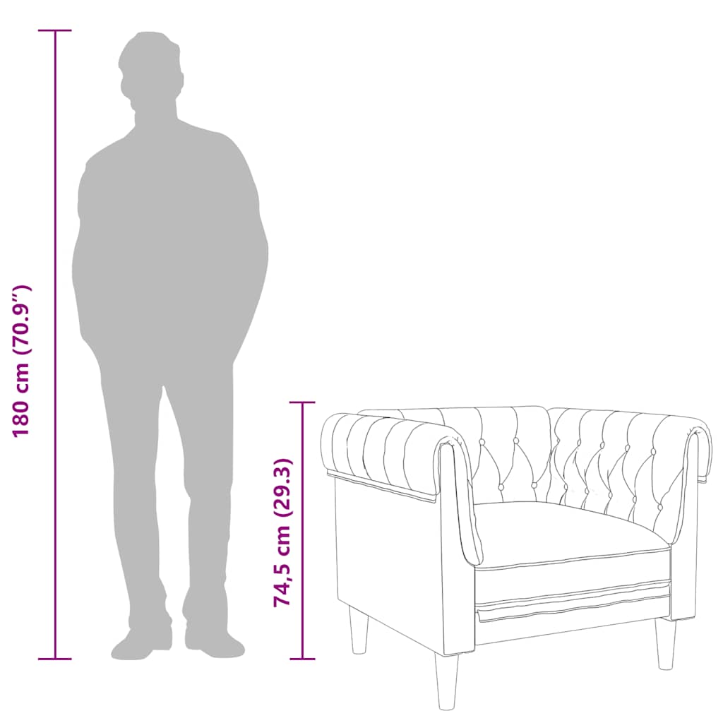 Πολυθρόνα Chesterfield Taupe Υφασμάτινη