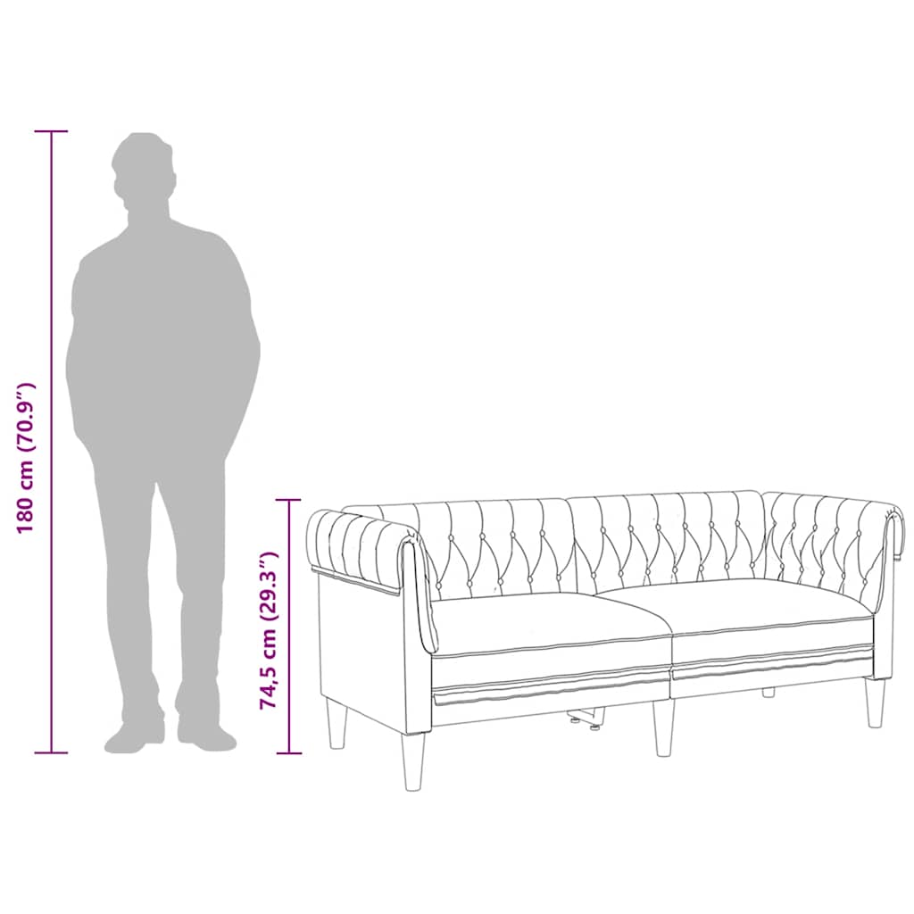 Καναπές Διθέσιος Chesterfield Μπλε Υφασμάτινος